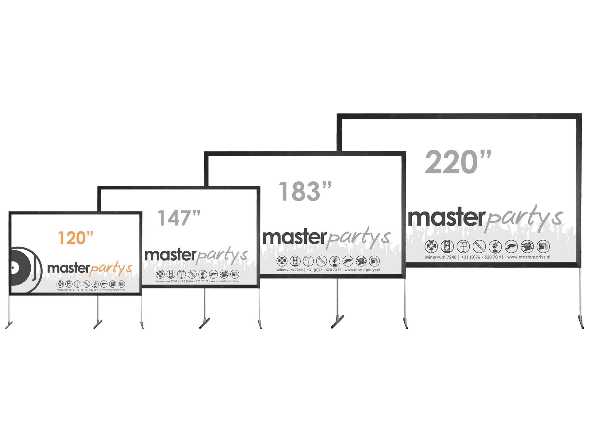 Master Partys beamerscherm 120" huren