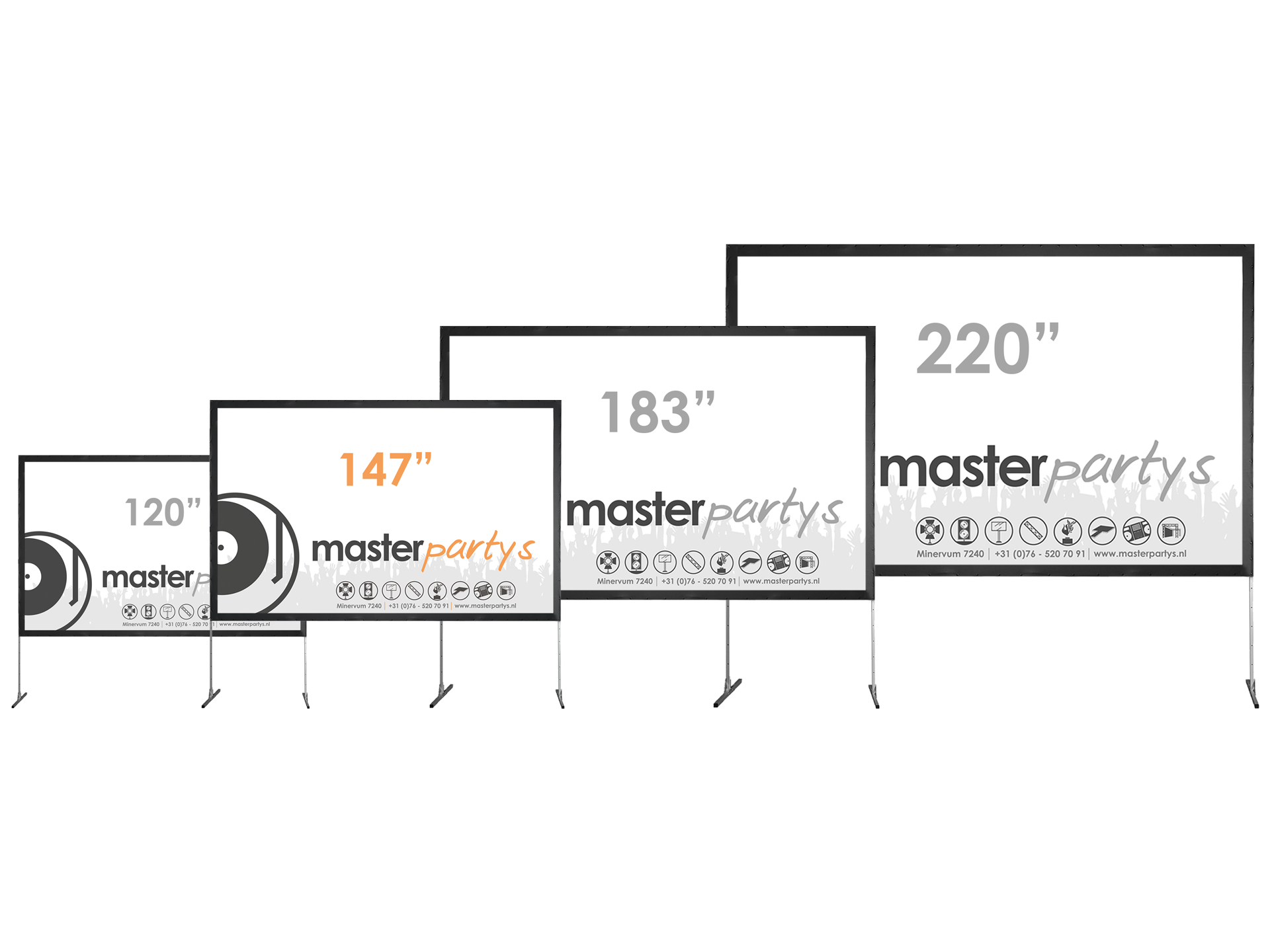 Master Partys beamerscherm 147" huren