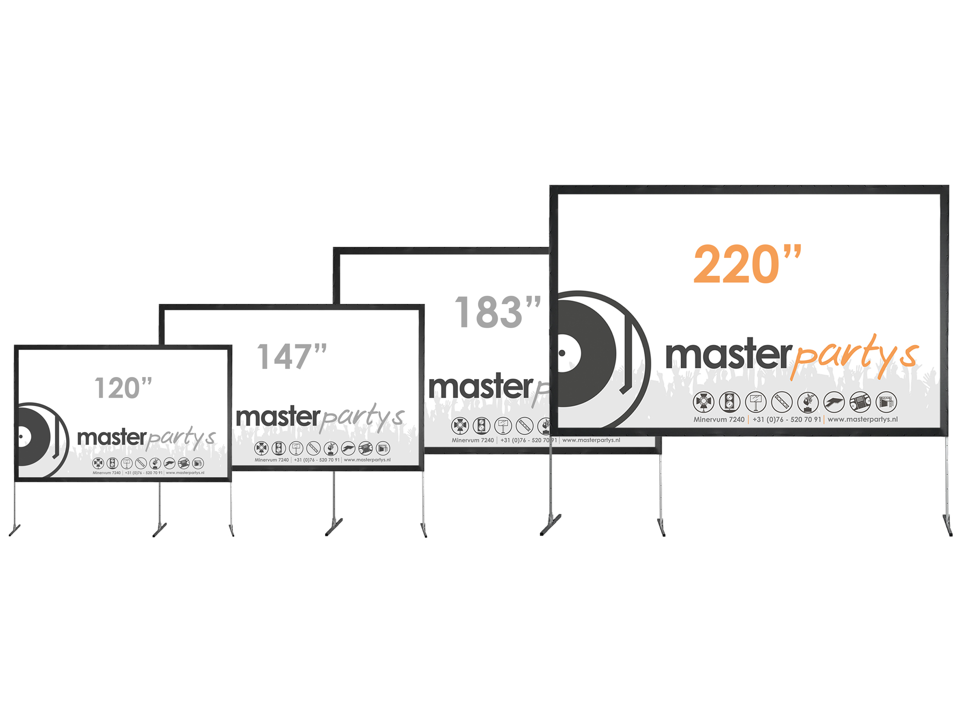 Master Partys beamerscherm 220" huren